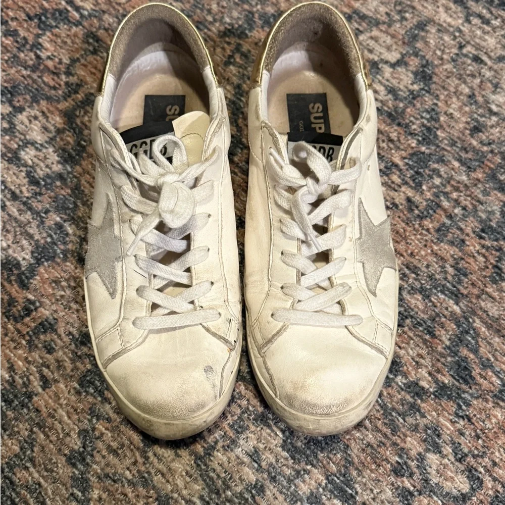 Golden Goose Cream Sneakers with Silver Star - Picture 2 of 4